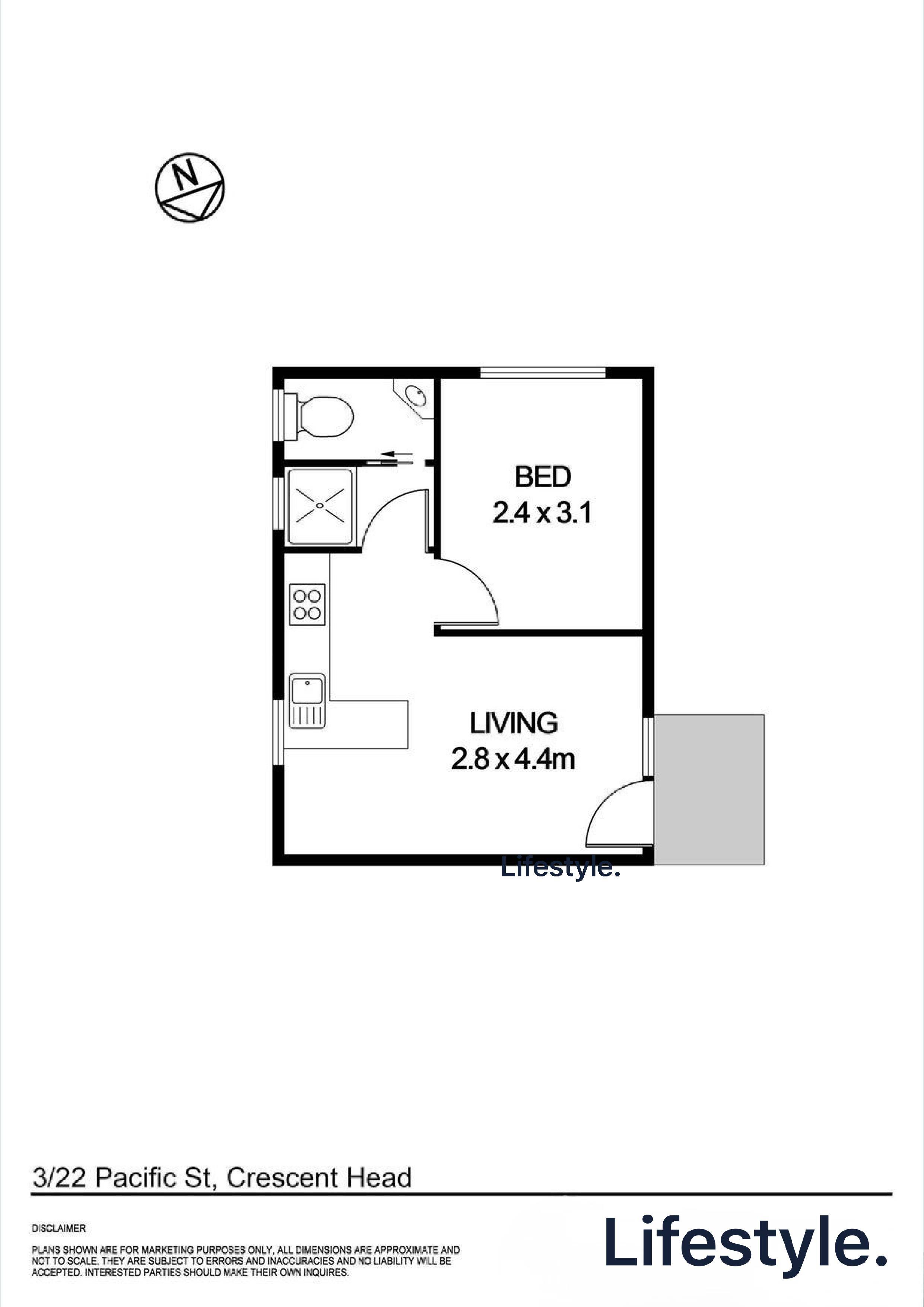 1-bedroom unit at 3 22 PACIFIC STREET, CRESCENT HEAD NSW 2440, Kempsey, New South Wales