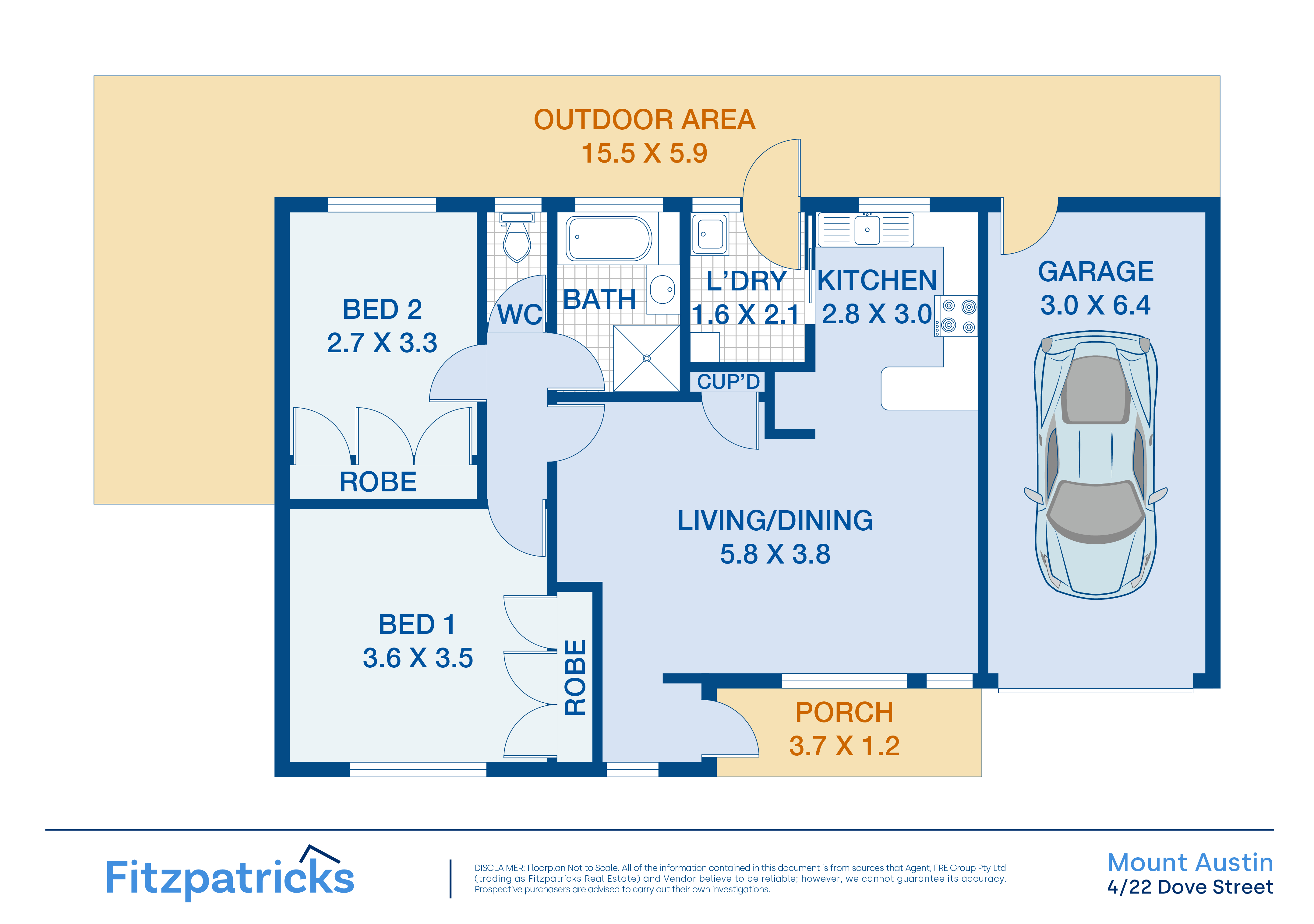 2-bedroom unit at 4 22 DOVE STREET, MOUNT AUSTIN NSW 2650, Wagga Wagga, New South Wales
