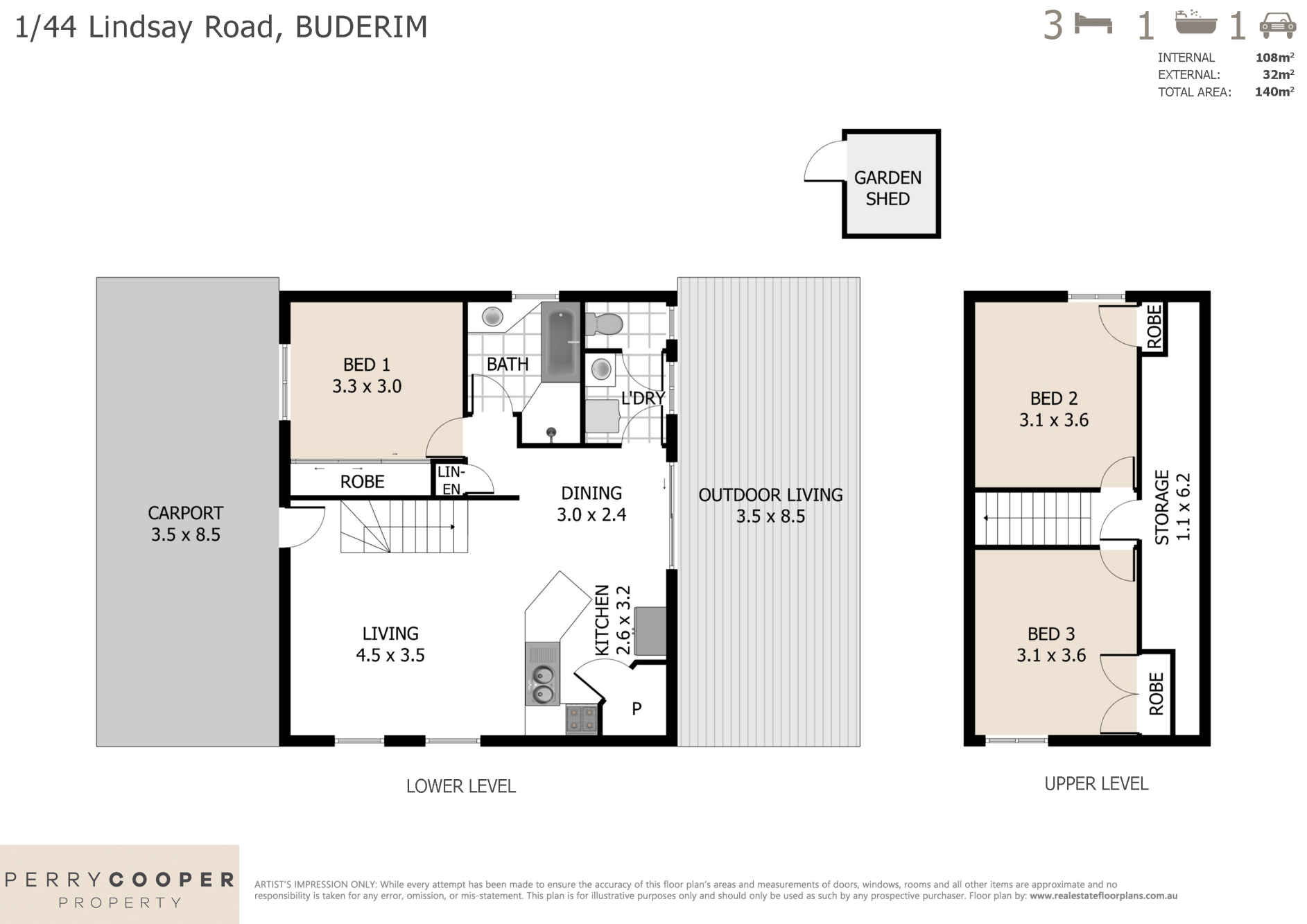 3-bedroom unit at 1/44 Lindsay Road, Buderim, Qld, 4556, Sunshine Coast, Queensland