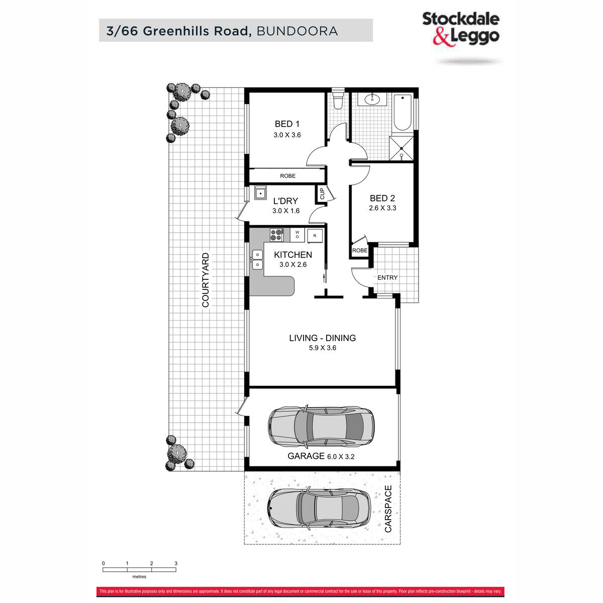 2-bedroom unit at 3 66 GREENHILLS ROAD, BUNDOORA VIC 3083, Whittlesea, Victoria