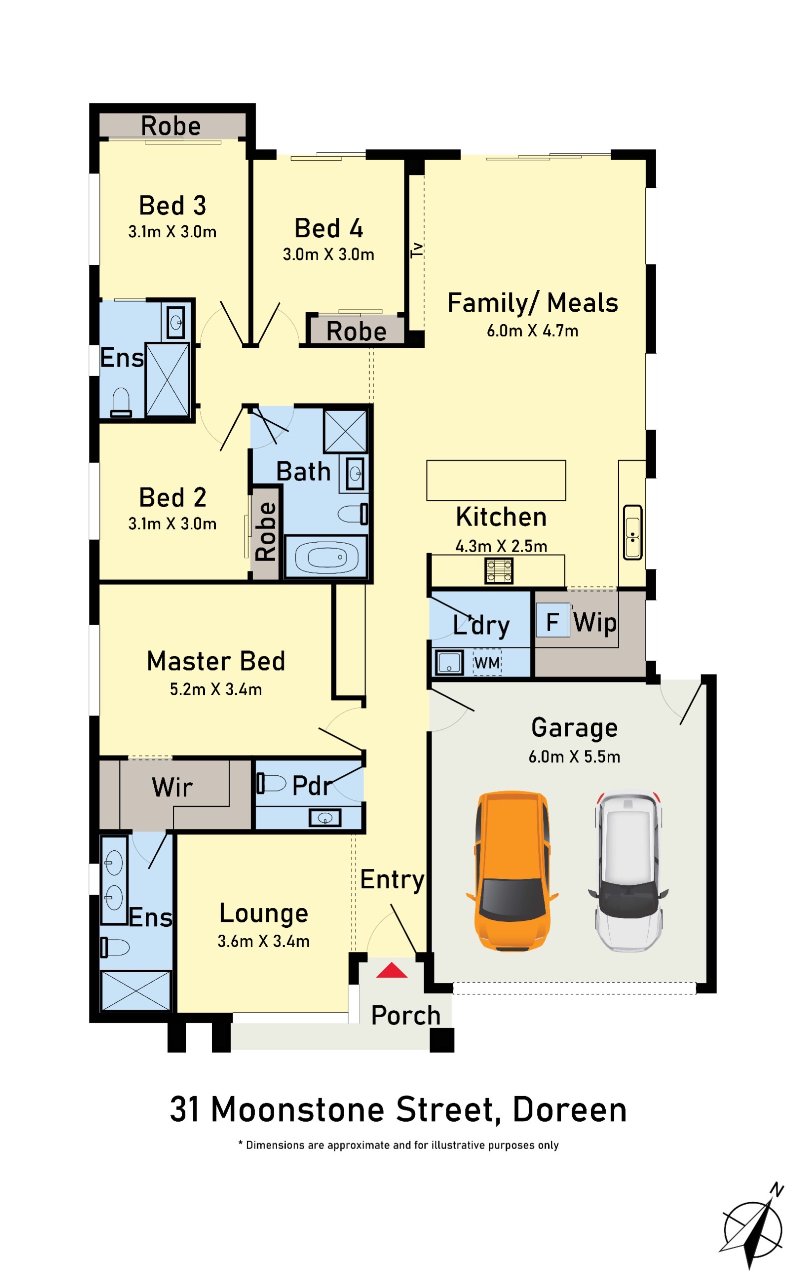 Floor plan for 4-bedroom house at 31 Moonstone Street, Doreen, VIC 3754, Nillumbik, Victoria
