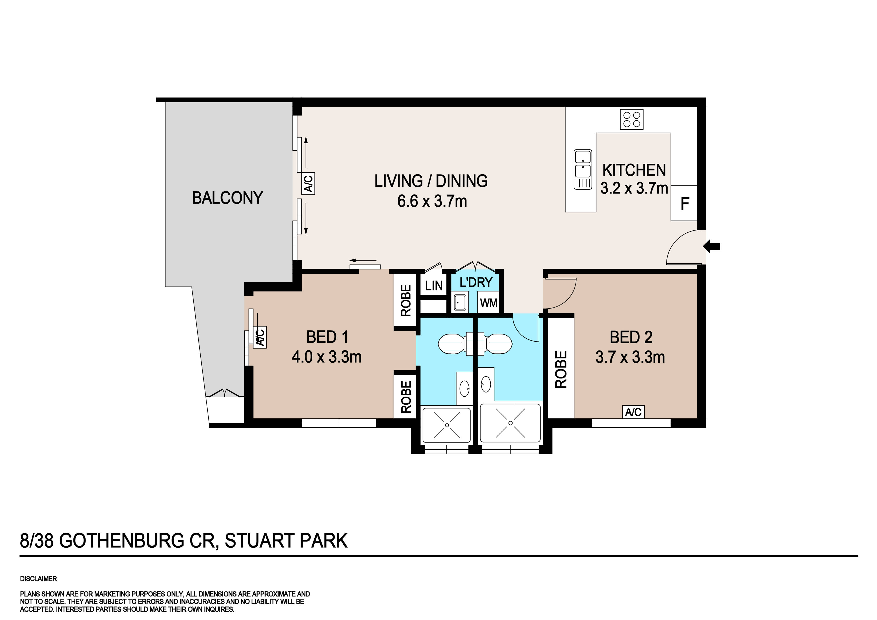 2-bedroom unit at APARTMENT 8 38 GOTHENBURG CRESCENT, Stuart Park NT 0820, Darwin, Northern Territory
