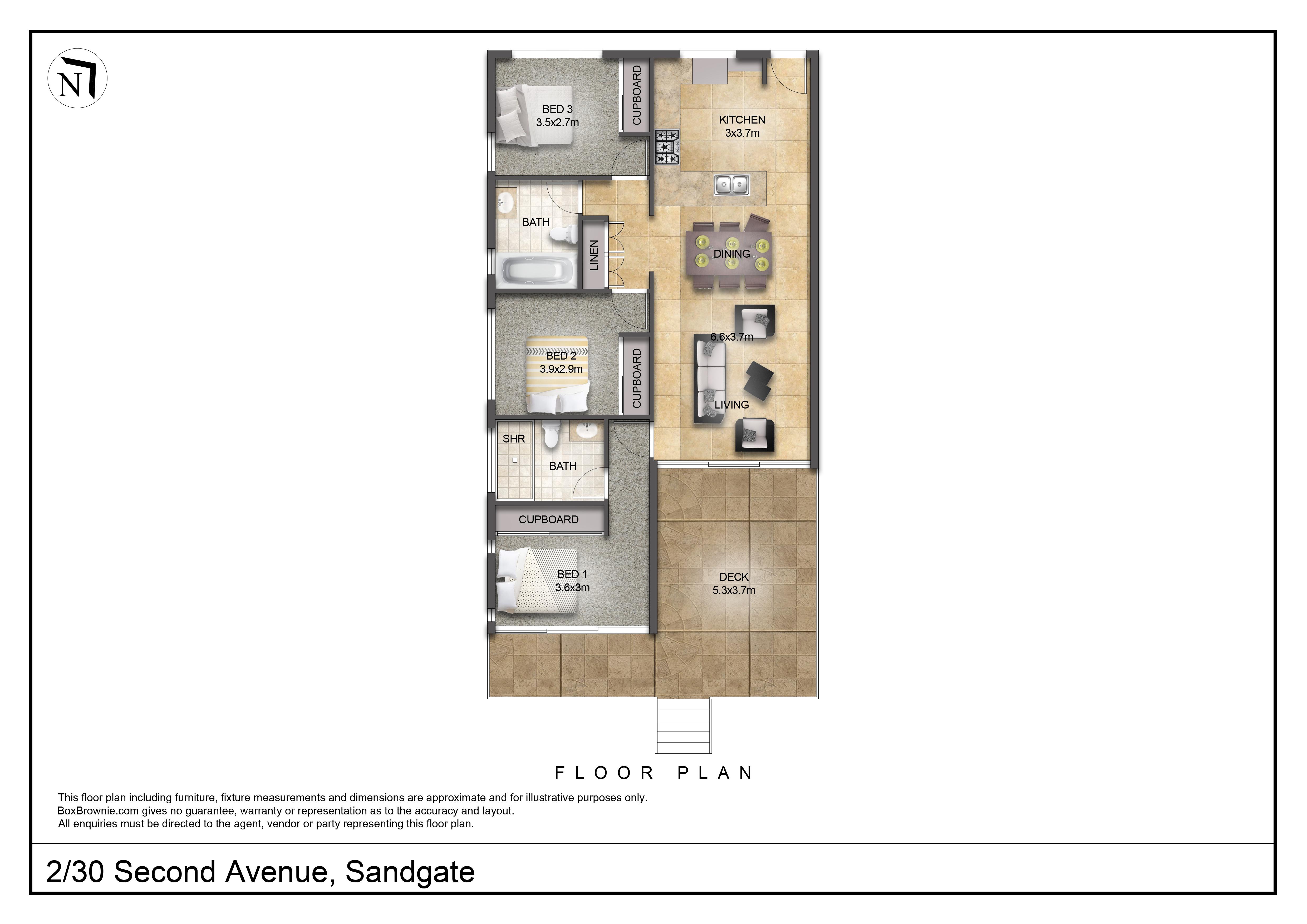 3-bedroom unit at 2/30 Second Avenue, Sandgate, Qld, 4017, Brisbane, Queensland