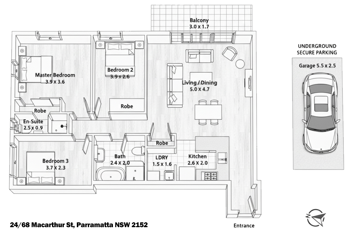 3-bedroom unit at 24/68 Macarthur Steet, Parramatta, Nsw, 2150, Parramatta, New South Wales