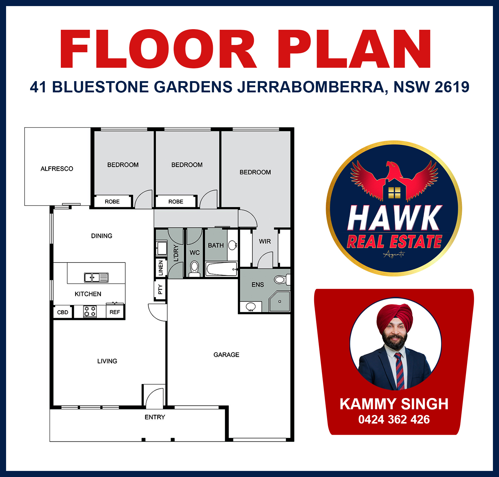 3-bedroom house at 41 Bluestone Gardens, Jerrabomberra, NSW 2619, Queanbeyan-Palerang, New South Wales
