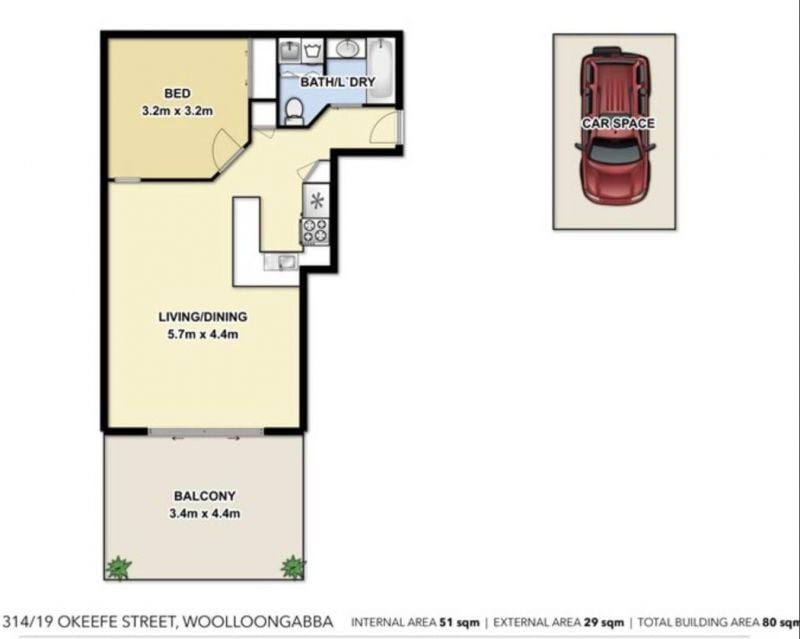 1-bedroom unit at Chino Apartments Apartment 314 19 O'keefe Street, Woolloongabba QLD 4102, Brisbane, Queensland