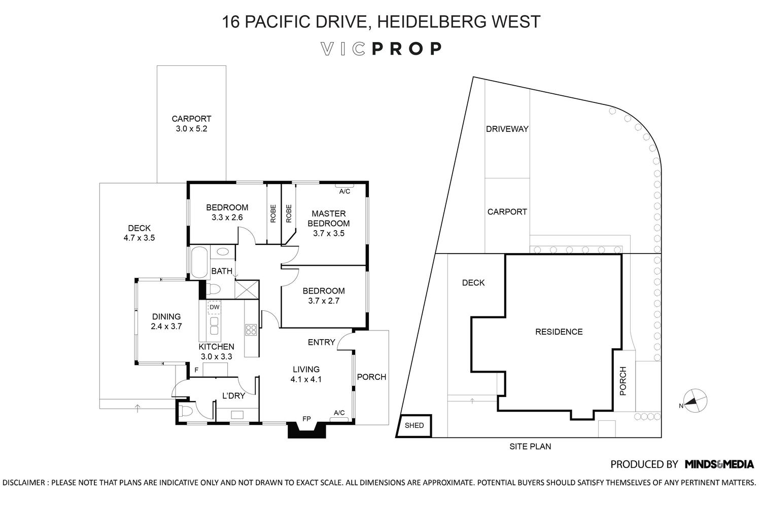 Floor plan for 3-bedroom house at 16 Pacific Drive, Heidelberg West, VIC 3081, Banyule, Victoria