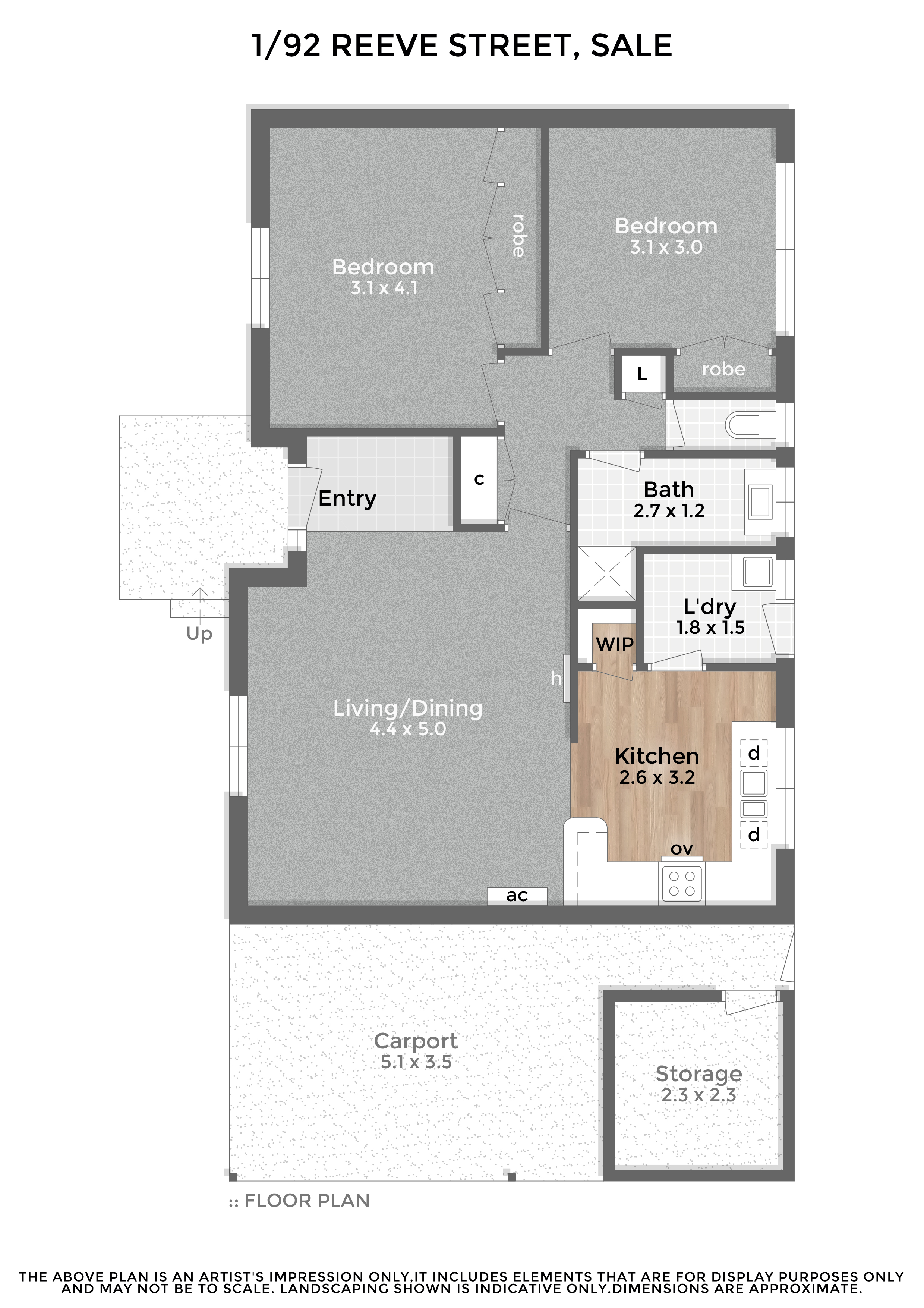 2-bedroom unit at 1 92 REEVE STREET, SALE VIC 3850, Wellington, Victoria