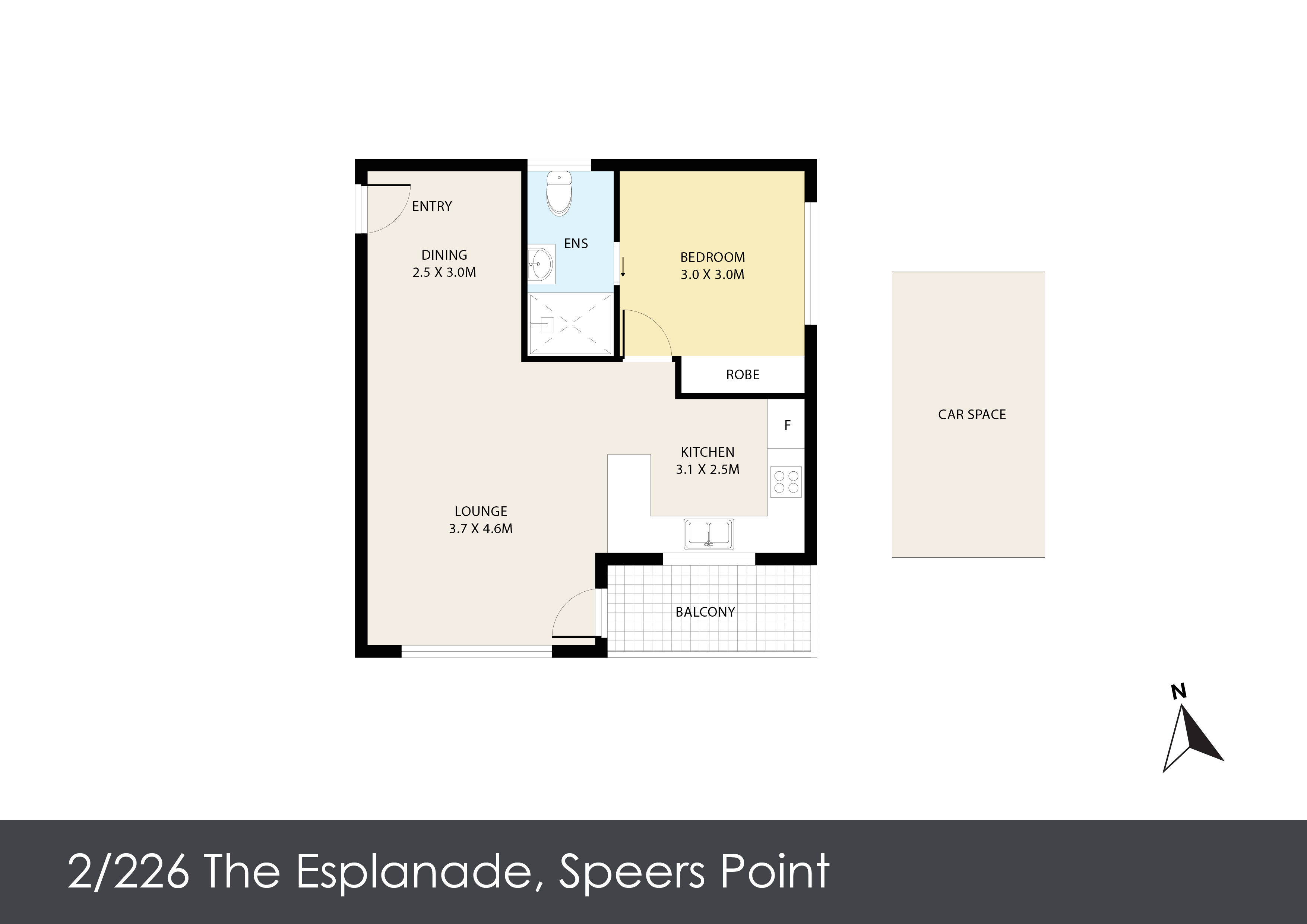 1-bedroom unit at 2/226 The Esplanade, Speers Point, NSW 2284, Lake Macquarie, New South Wales