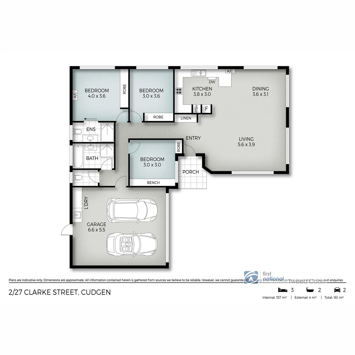 3-bedroom unit at 2 27 CLARKE STREET, CUDGEN NSW 2487, Tweed, New South Wales