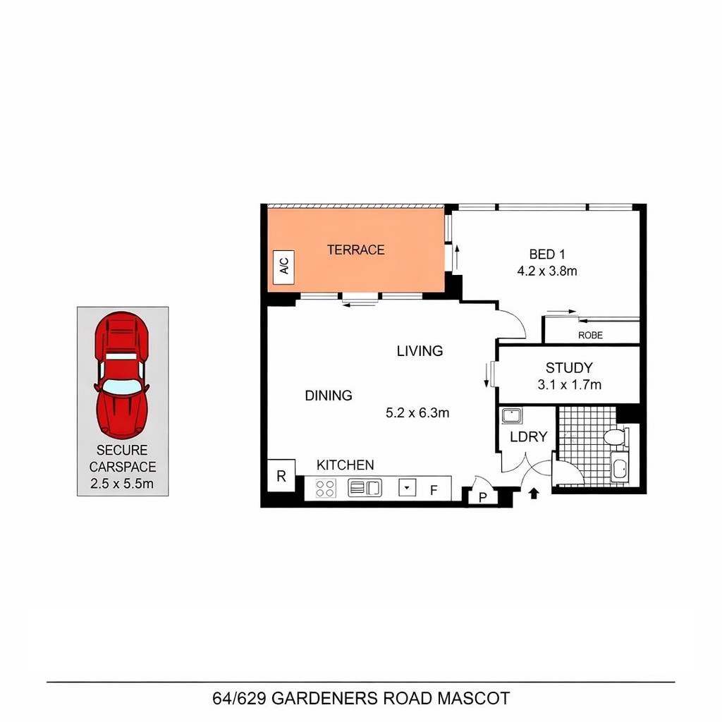 1-bedroom unit at 64/629 Gardeners Road, Mascot, NSW 2020, , New South Wales