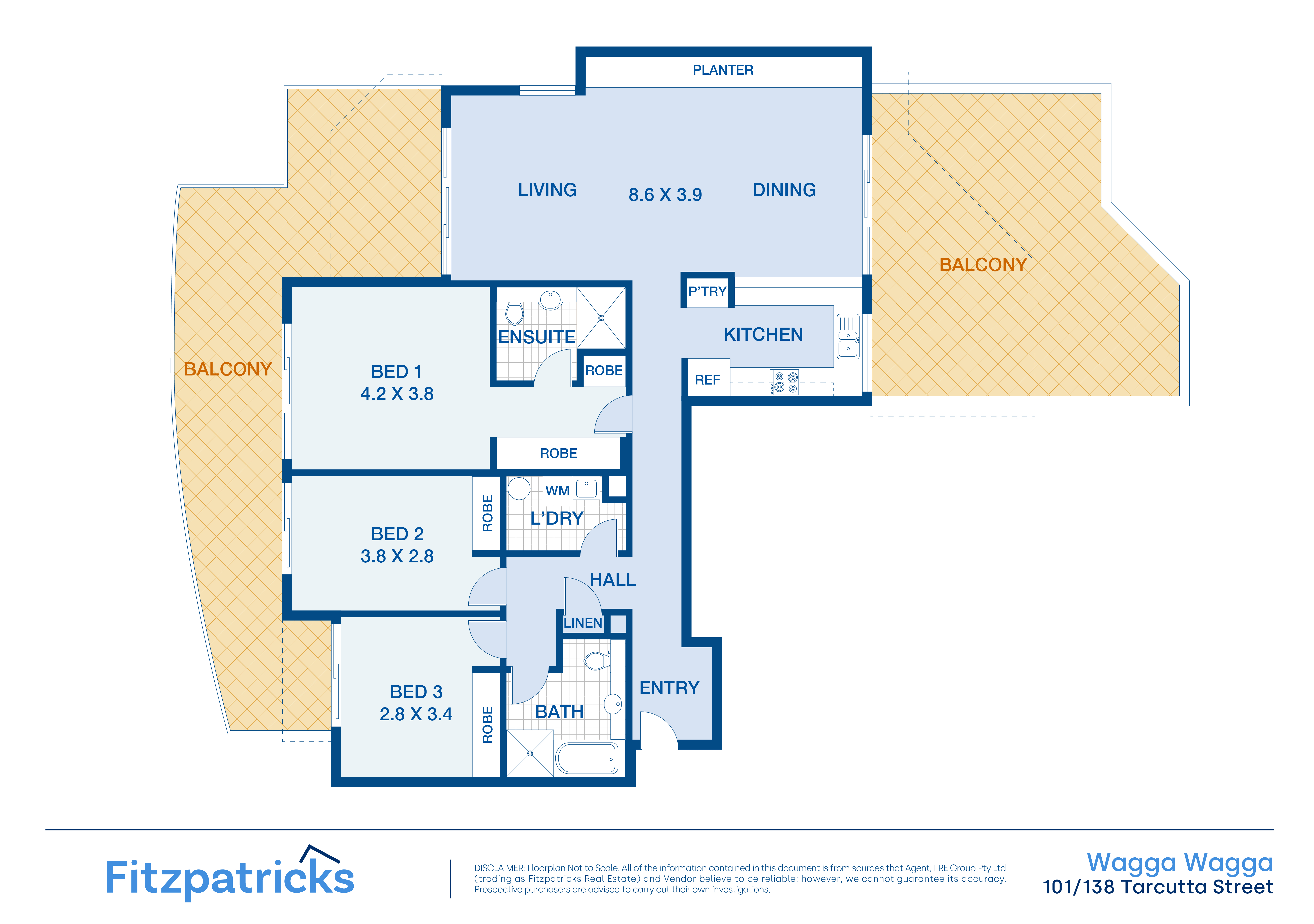 3-bedroom unit at 101/138-146 Tarcutta Street, Wagga Wagga, NSW 2650, Wagga Wagga, New South Wales
