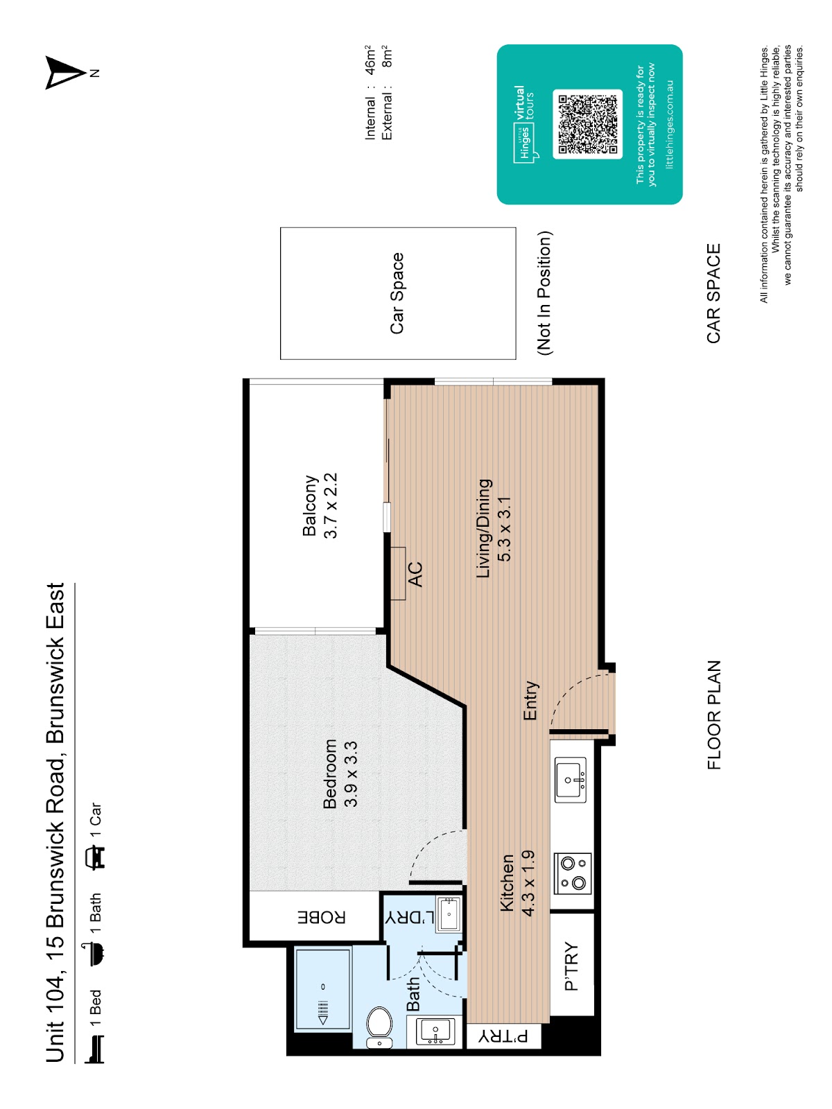 1-bedroom unit at 104 15 BRUNSWICK ROAD, BRUNSWICK EAST VIC 3057, Merri-Bek, Victoria