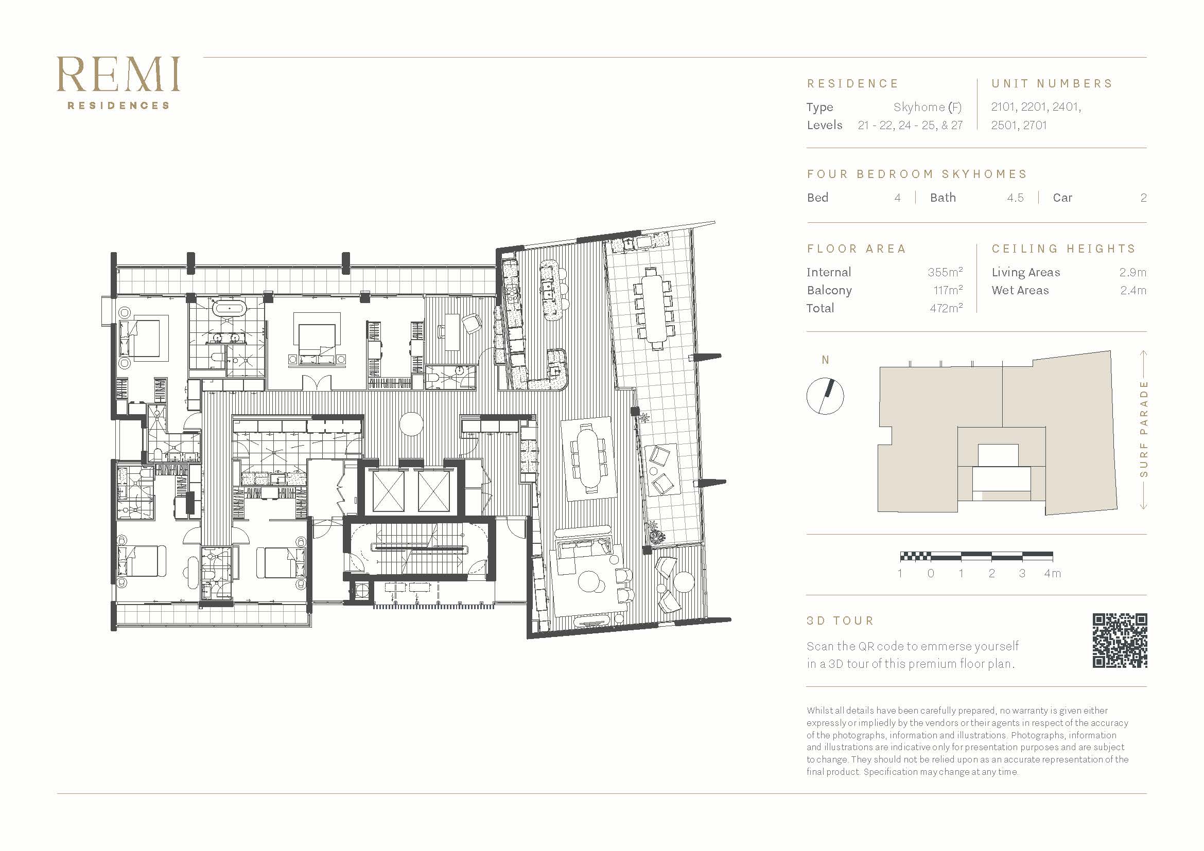 4-bedroom unit at 2401/122 Surf Parade, Broadbeach, QLD 4218, Gold Coast, Queensland