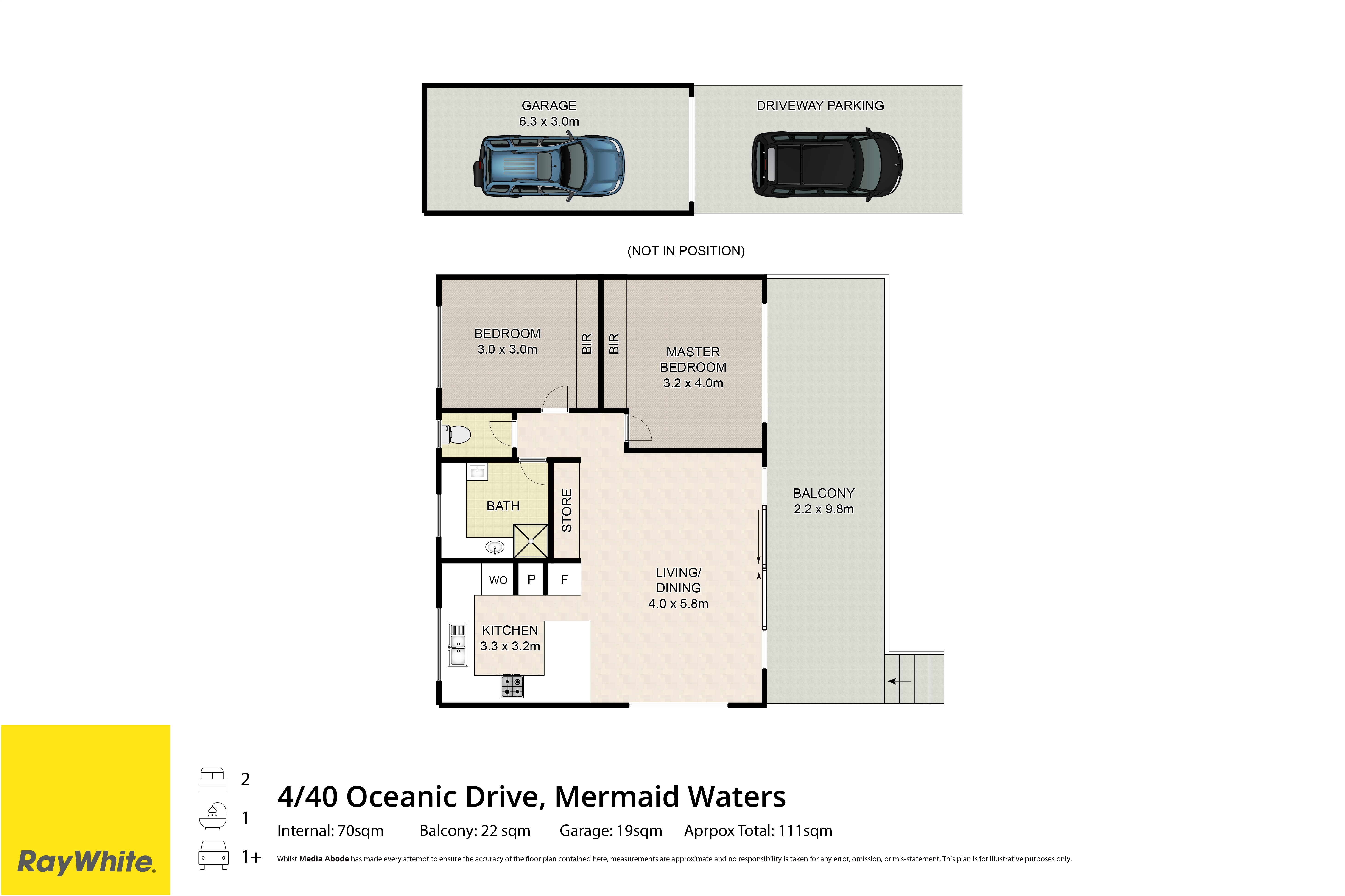 2-bedroom unit at 4 40 OCEANIC DRIVE, MERMAID WATERS QLD 4218, Gold Coast, Queensland