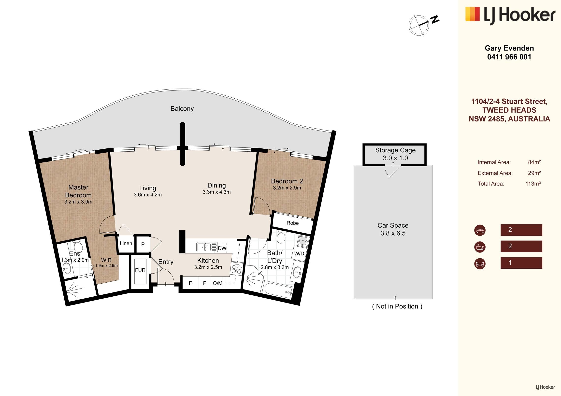 2-bedroom unit at 1104/2-4 Stuart Street, Tweed Heads, NSW 2485, Tweed, New South Wales