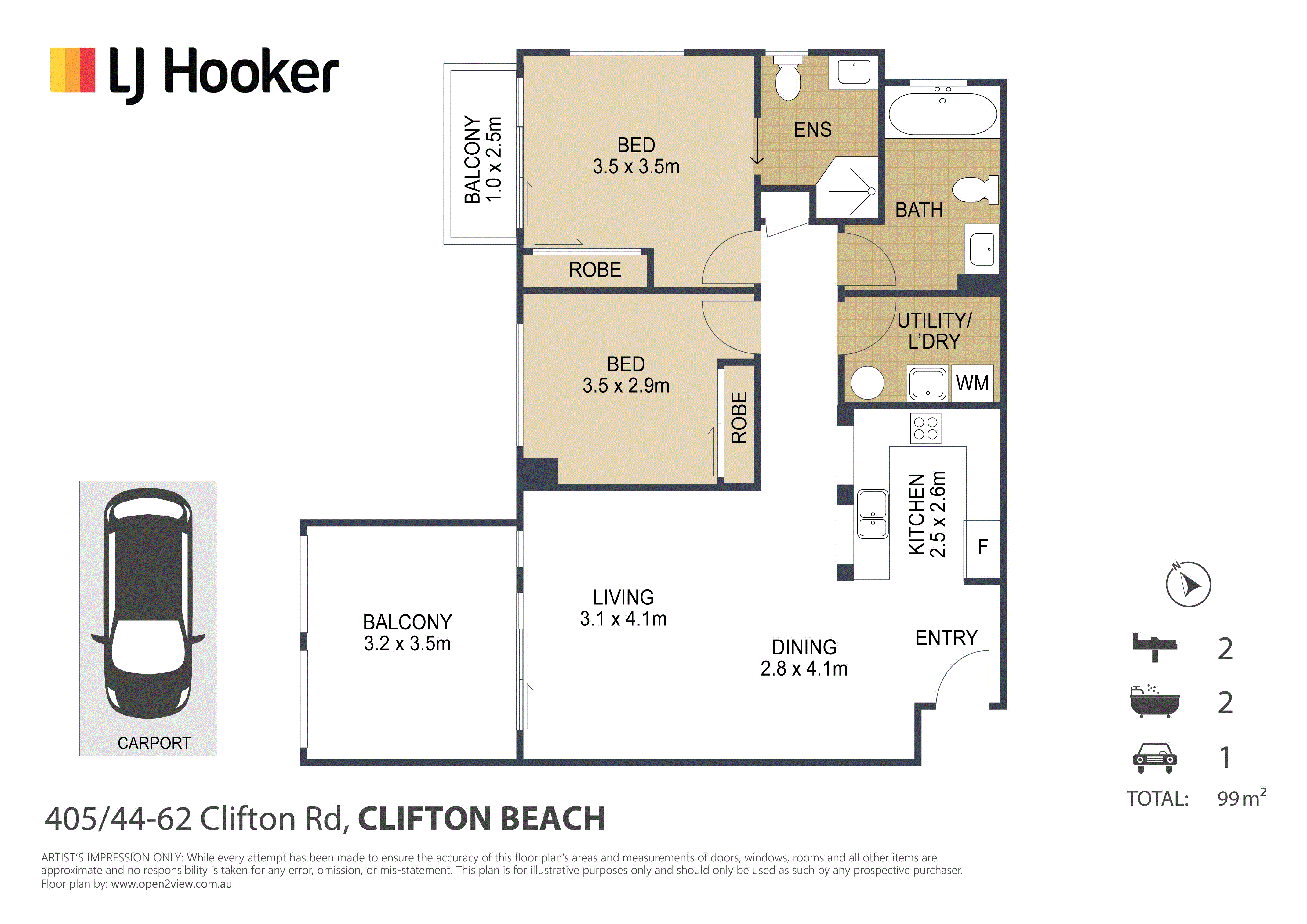 2-bedroom unit at 405/44-62 Clifton Road, Clifton Beach, QLD 4879, Cairns, Queensland