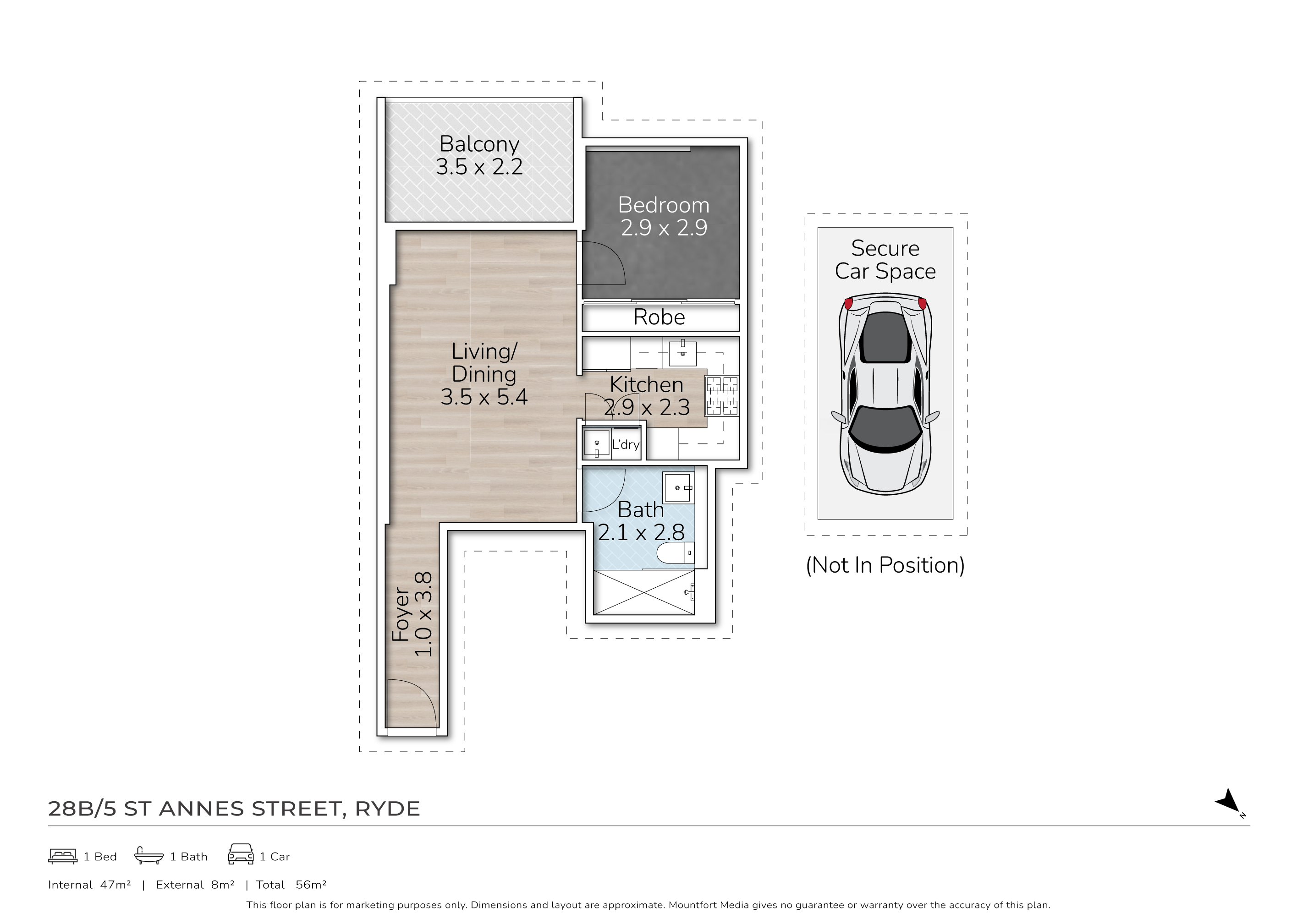 1-bedroom unit at 28b/5 St Annes Street, Ryde, Nsw, 2112, Ryde, New South Wales