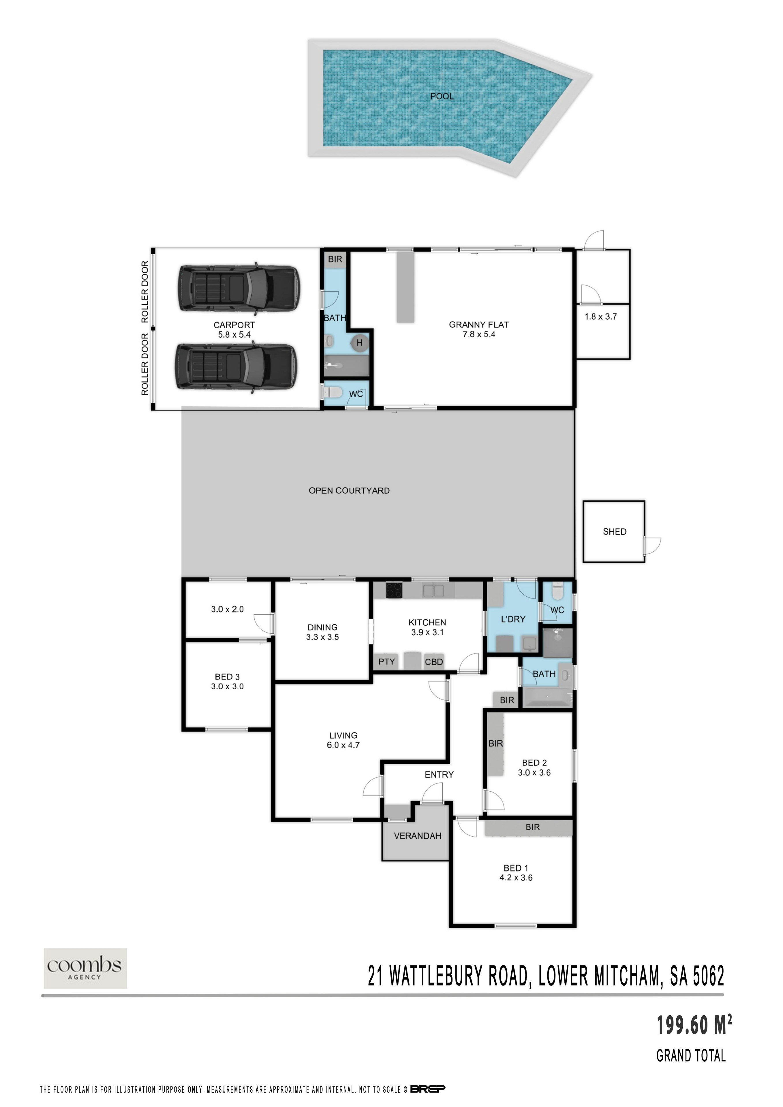Floor plan for 3-bedroom house at 21 Wattlebury Road, Lower Mitcham, SA 5062, Mitcham, South Australia