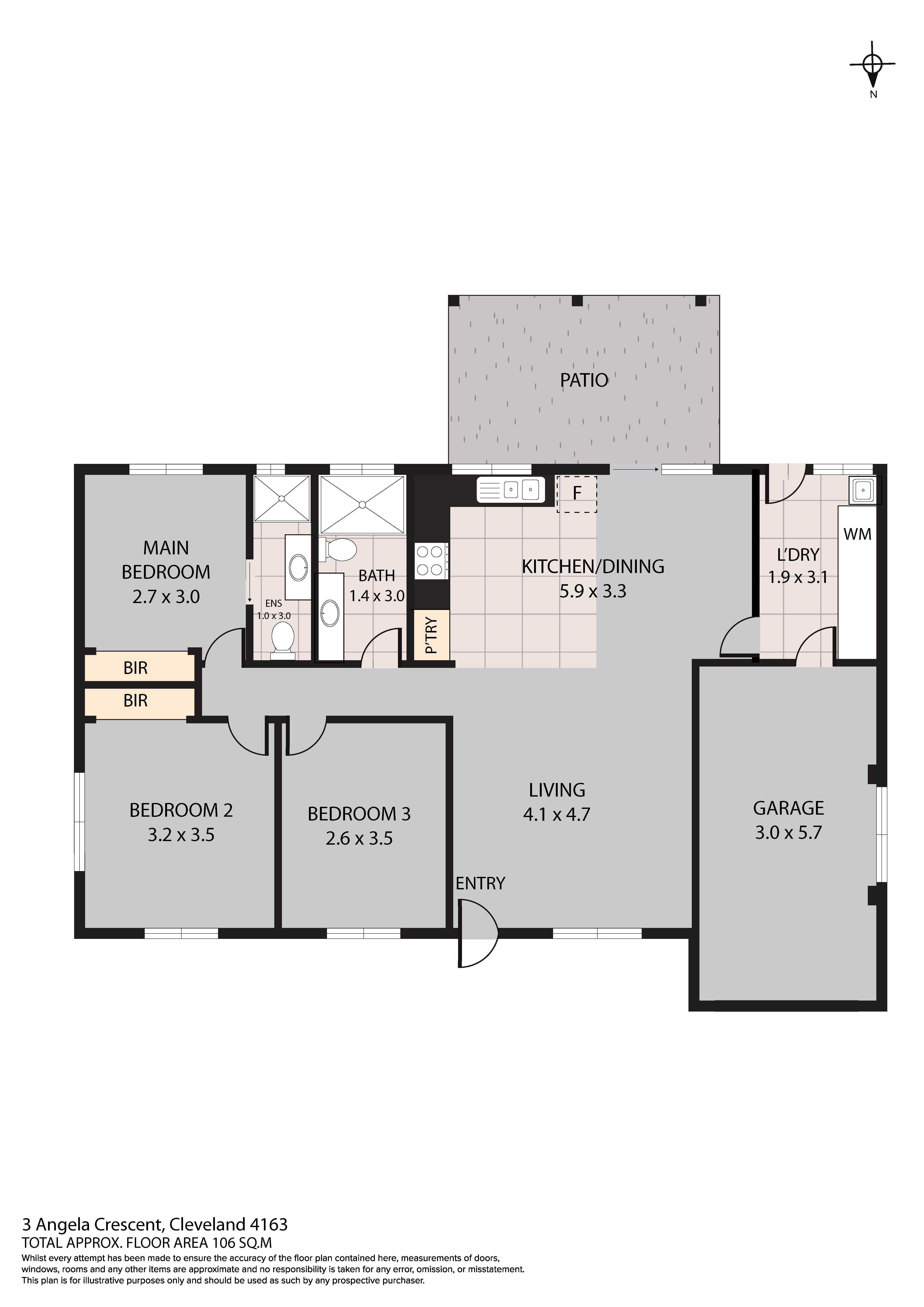 3-bedroom house at 3 ANGELA CRESCENT, Cleveland QLD 4163, Redland, Queensland