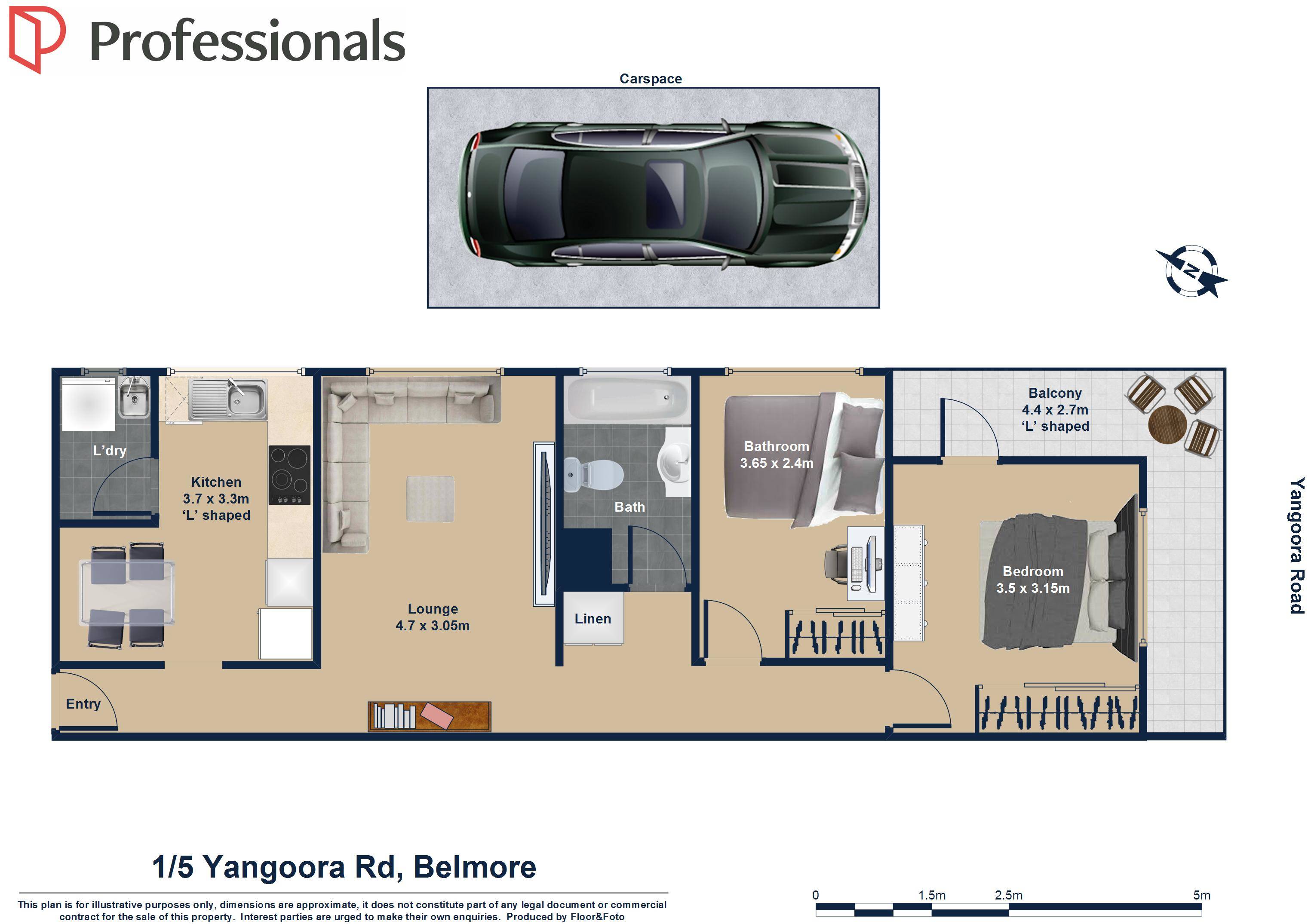 2-bedroom unit at 1 5 YANGOORA ROAD, BELMORE NSW 2192, Canterbury-Bankstown, New South Wales
