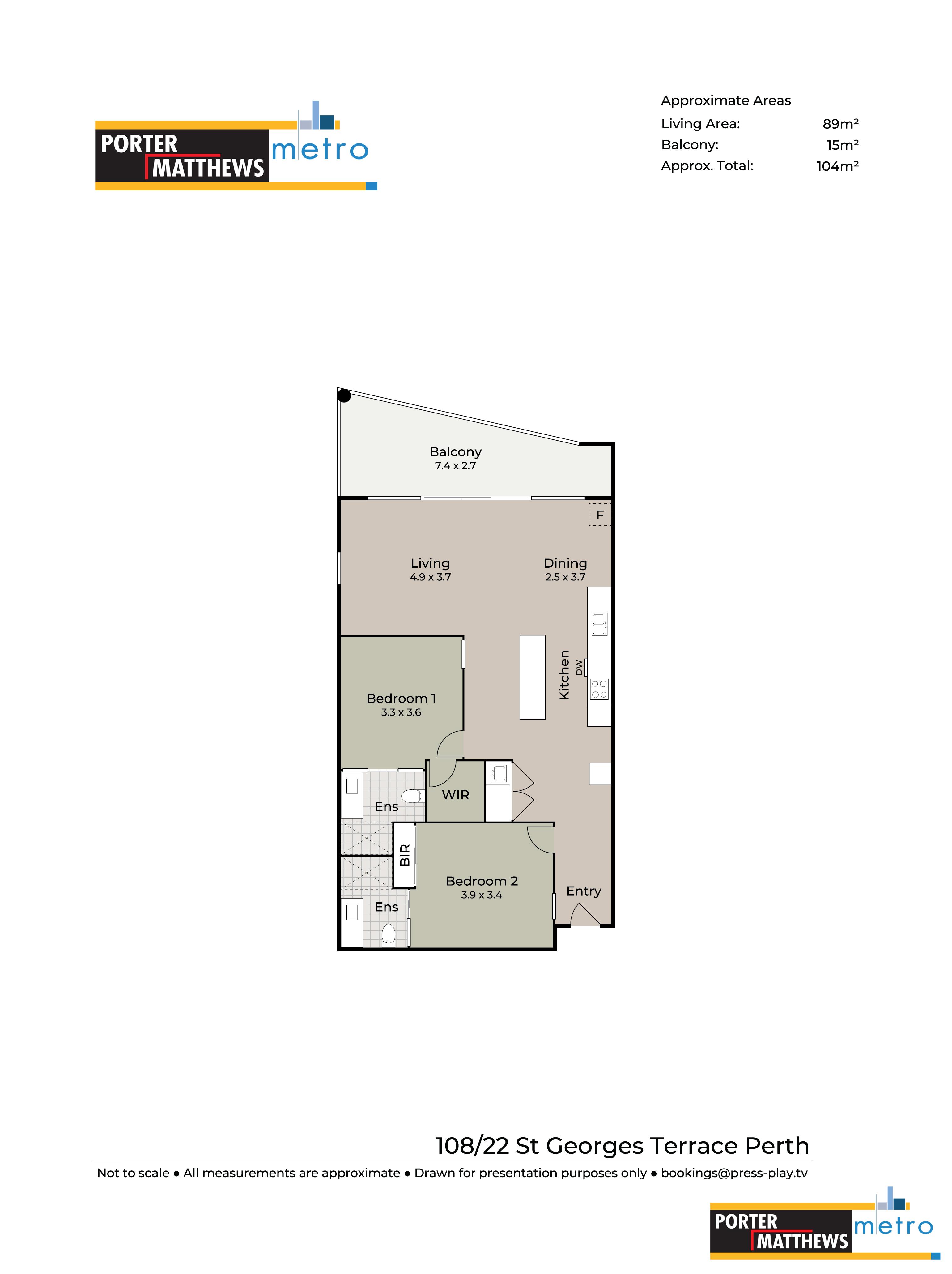 2-bedroom unit at Unit 108/22 St Georges Terrace, Perth, Wa, 6000, Vincent, Western Australia
