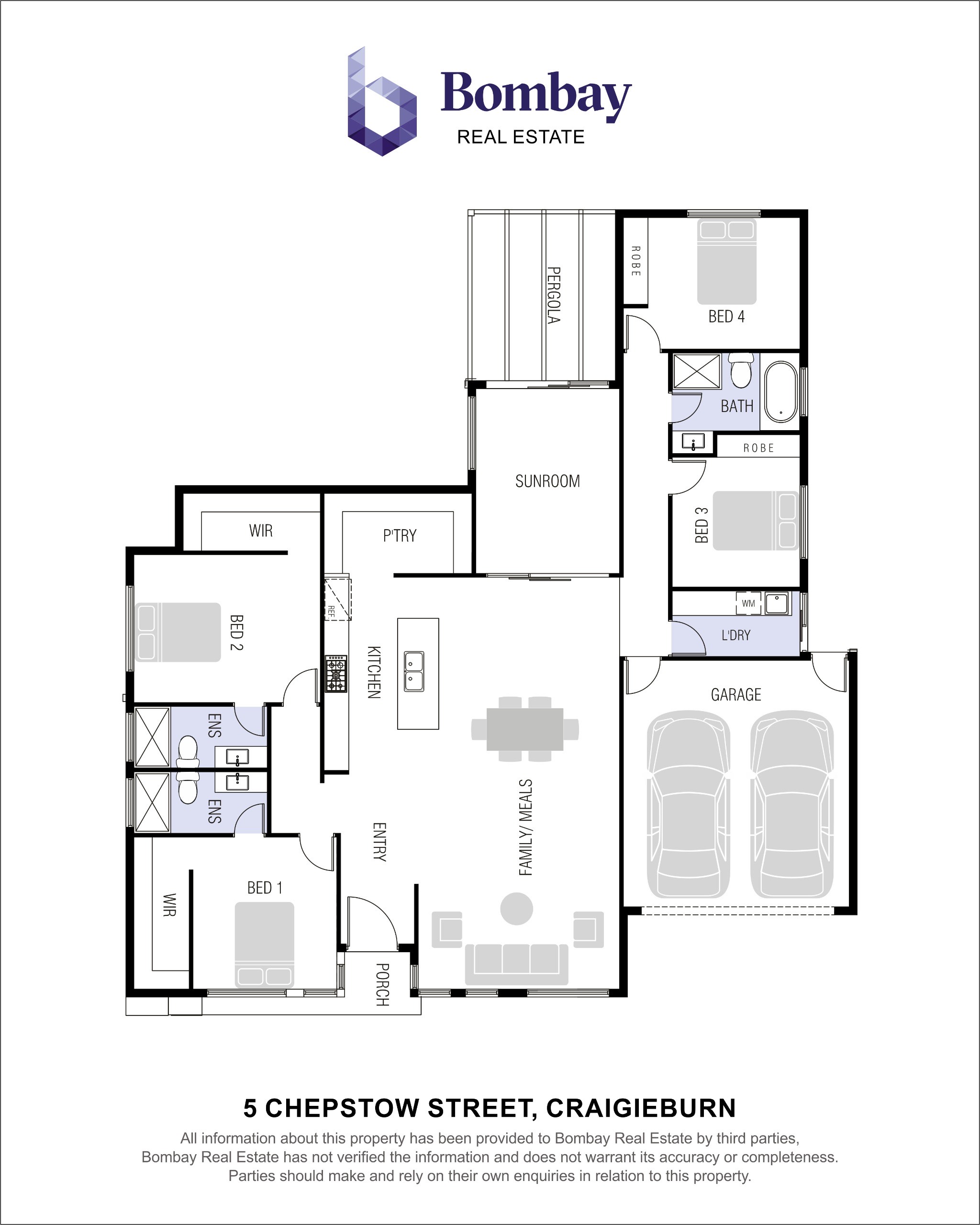 Floor plan for 4-bedroom house at 5 Chepstow Street, Craigieburn, VIC 3064, Hume, Victoria