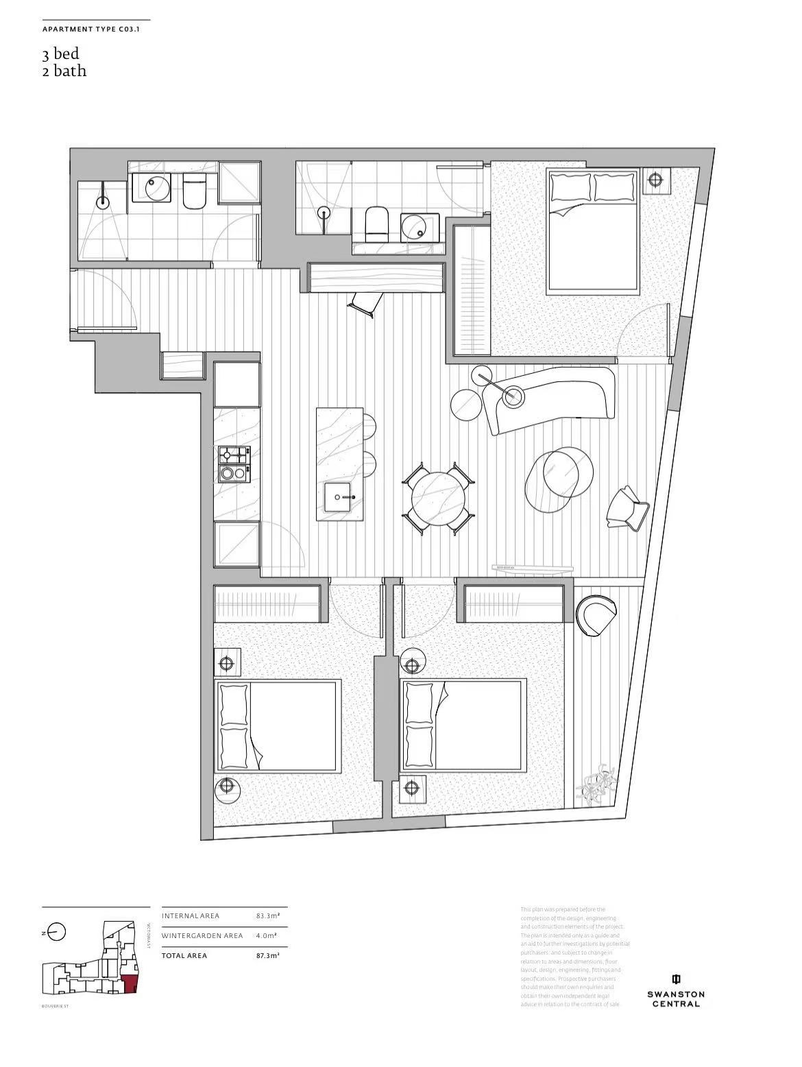 3-bedroom unit at 6706/160 Victoria Street, Carlton, Vic, 3053, Melbourne, Victoria