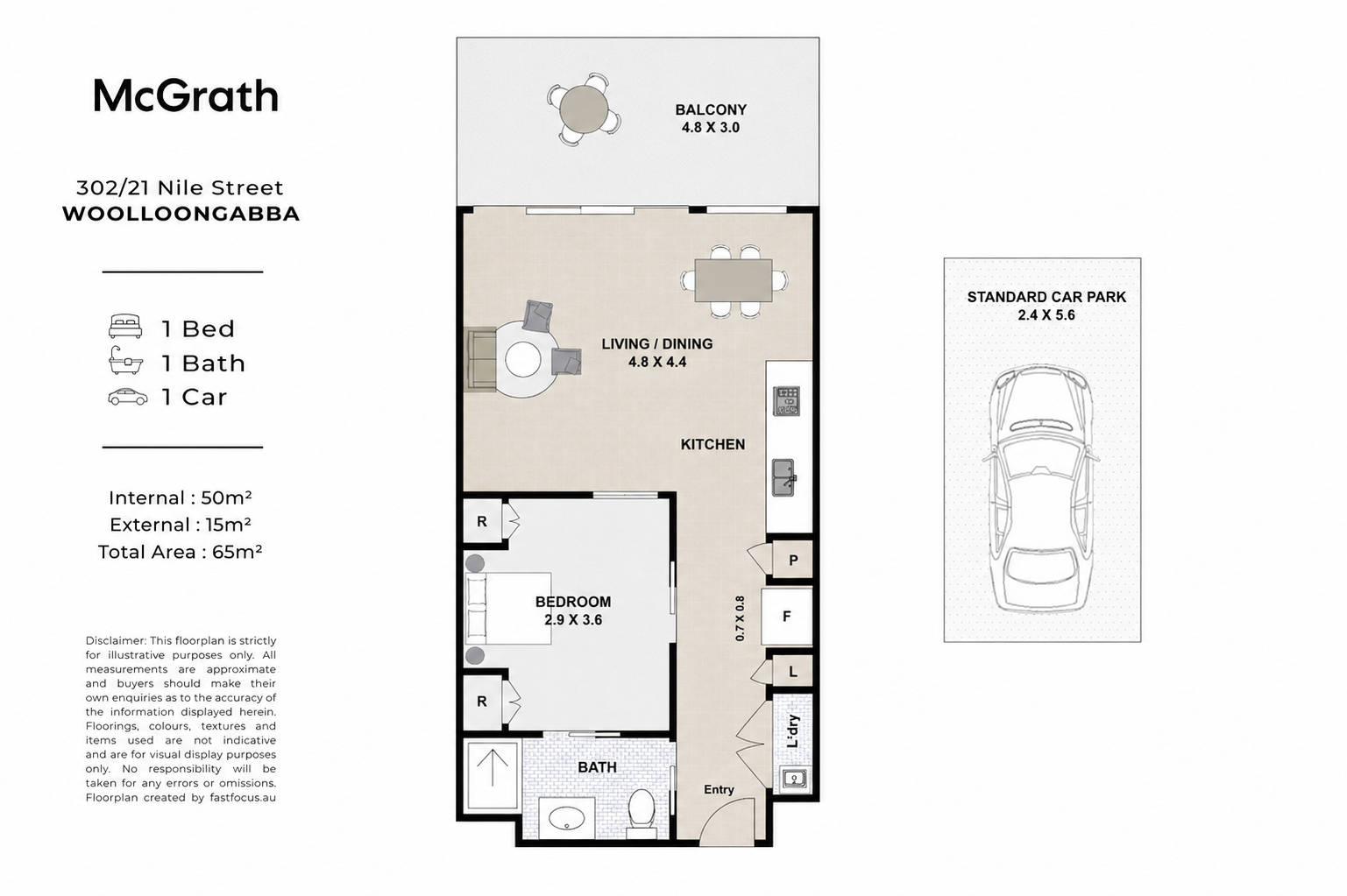 1-bedroom unit at Apartment 302 21 Nile Street, Woolloongabba QLD 4102, Brisbane, Queensland