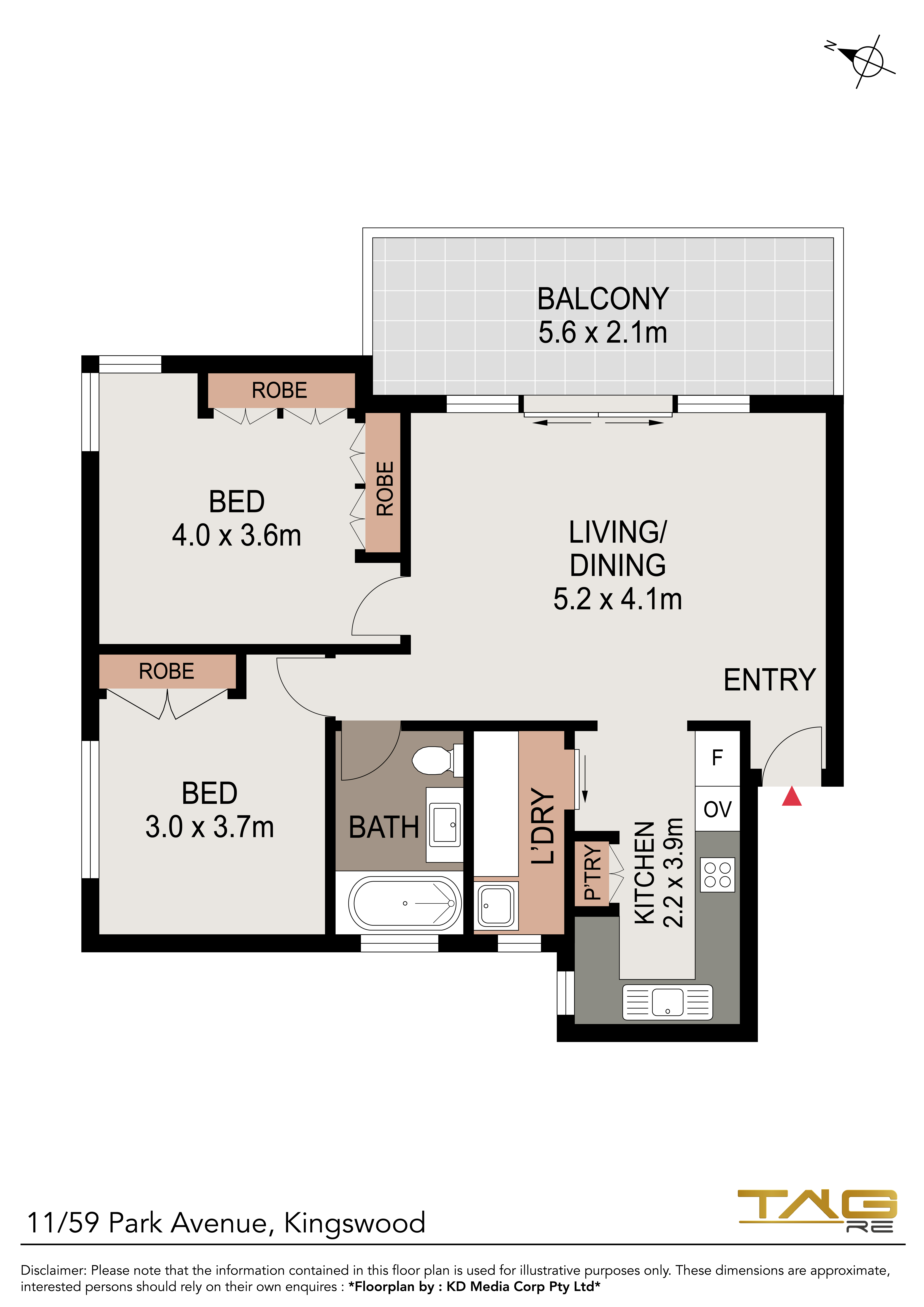 2-bedroom unit at UNIT 11 KILAWEA 59 PARK AVENUE, Kingswood NSW 2747, Penrith, New South Wales