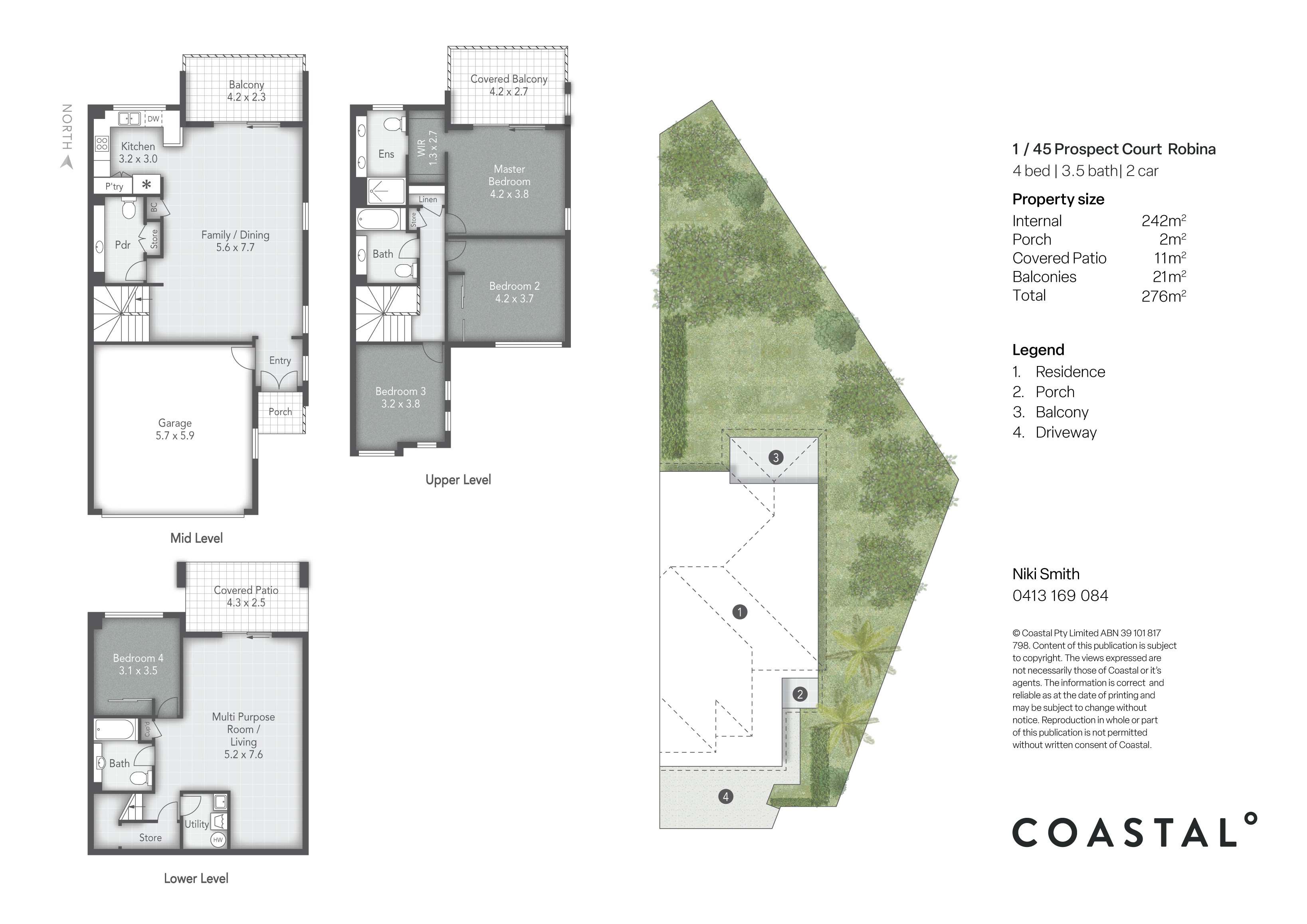 4-bedroom unit at TOWNHOUSE 1 45 PROSPECT COURT, ROBINA QLD 4226, , Queensland