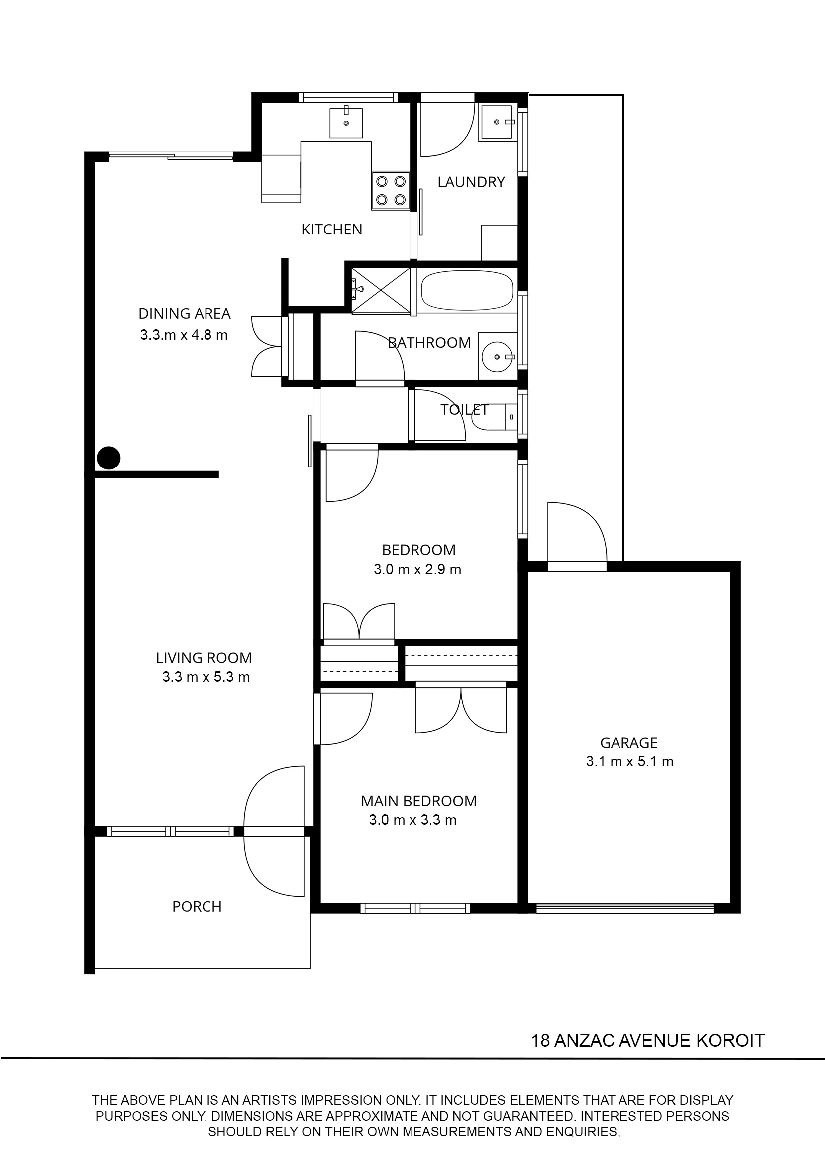 2-bedroom unit at 18 ANZAC AVENUE, Koroit VIC 3282, Moyne, Victoria
