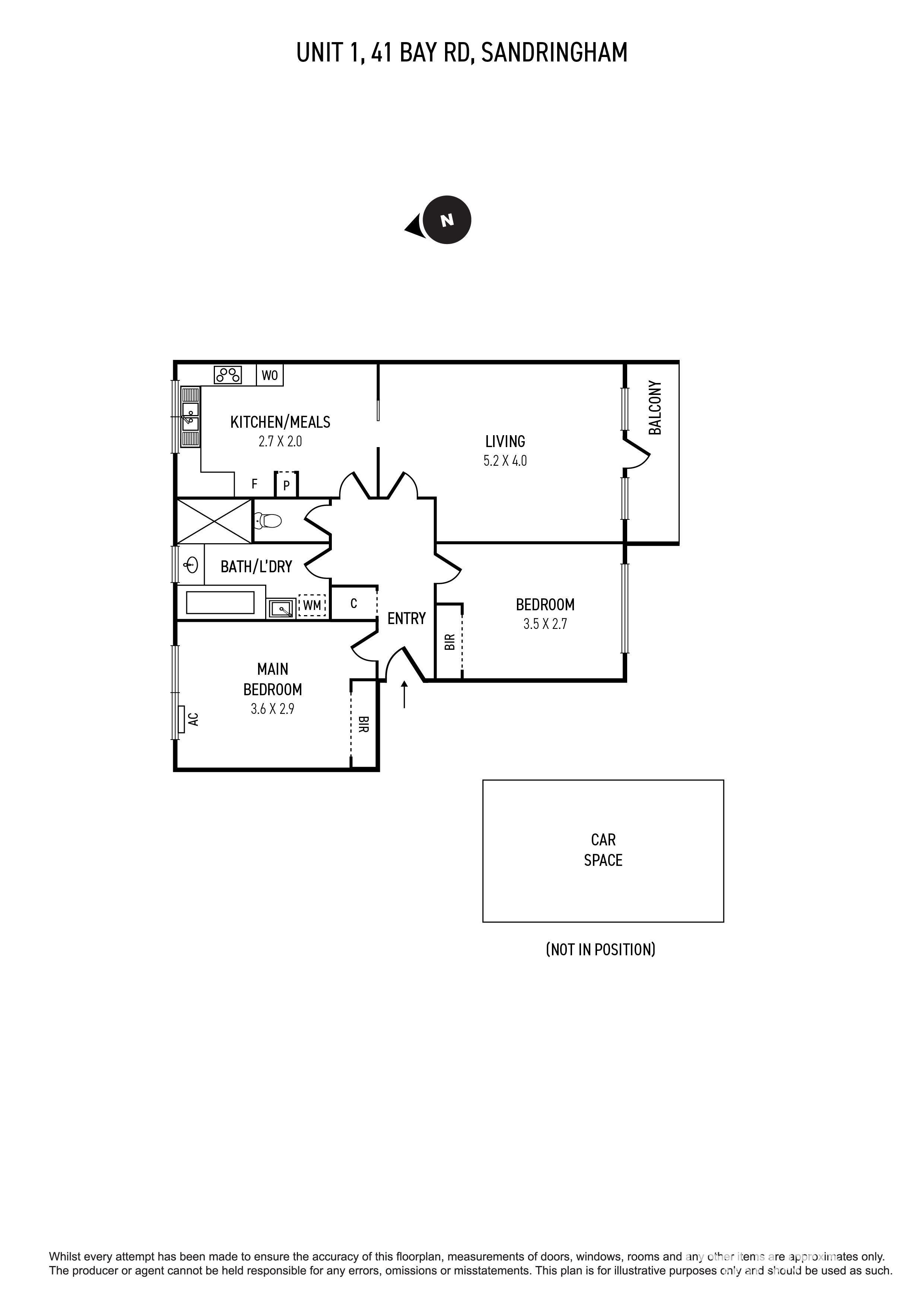 2-bedroom unit at 1 41 BAY ROAD, SANDRINGHAM VIC 3191, , Victoria